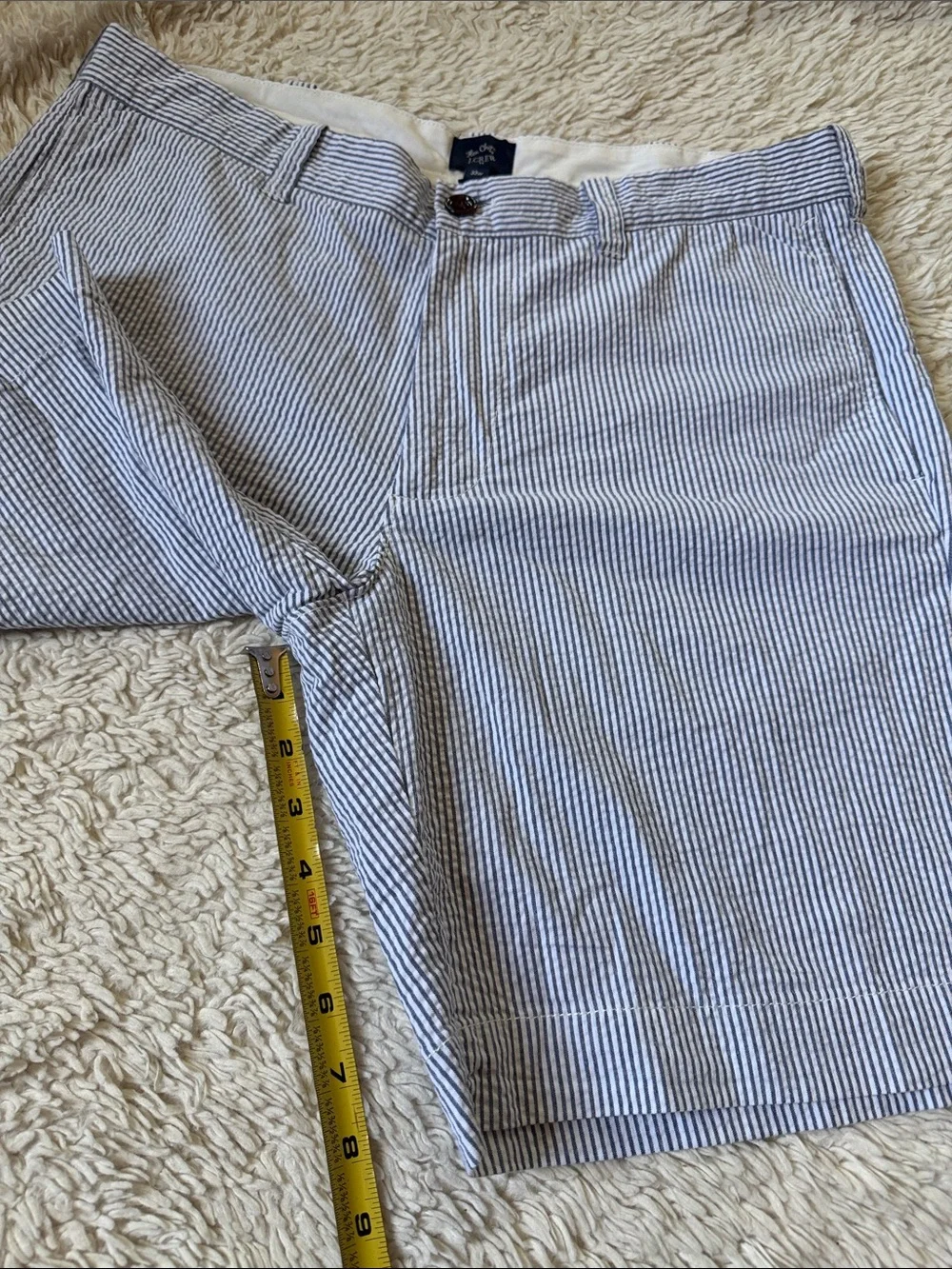 J. Crew Men's Navy and White flex chino  Flat-Front Shorts size 33W